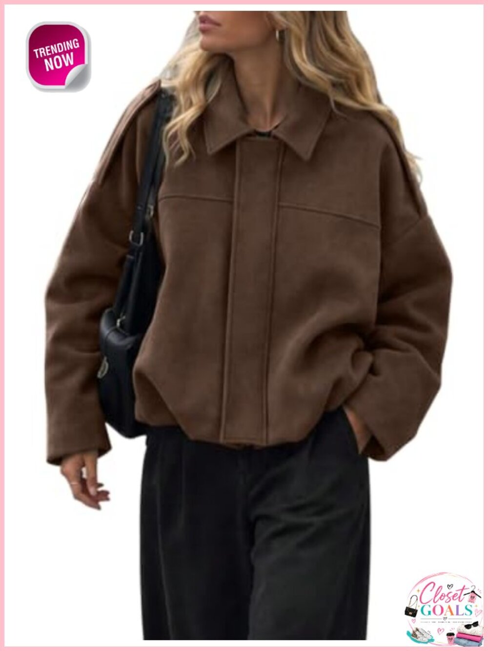 Faux Suede Bomber Jacket Oversized Batwing Sleeve Zip Up Fall Coat